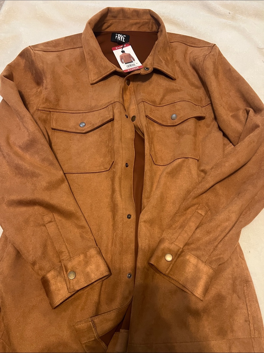Frye Men's Chestnut Brown Suede Shirt Jacket